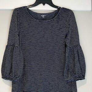 LOFT Women's Navy and White Striped Blouse